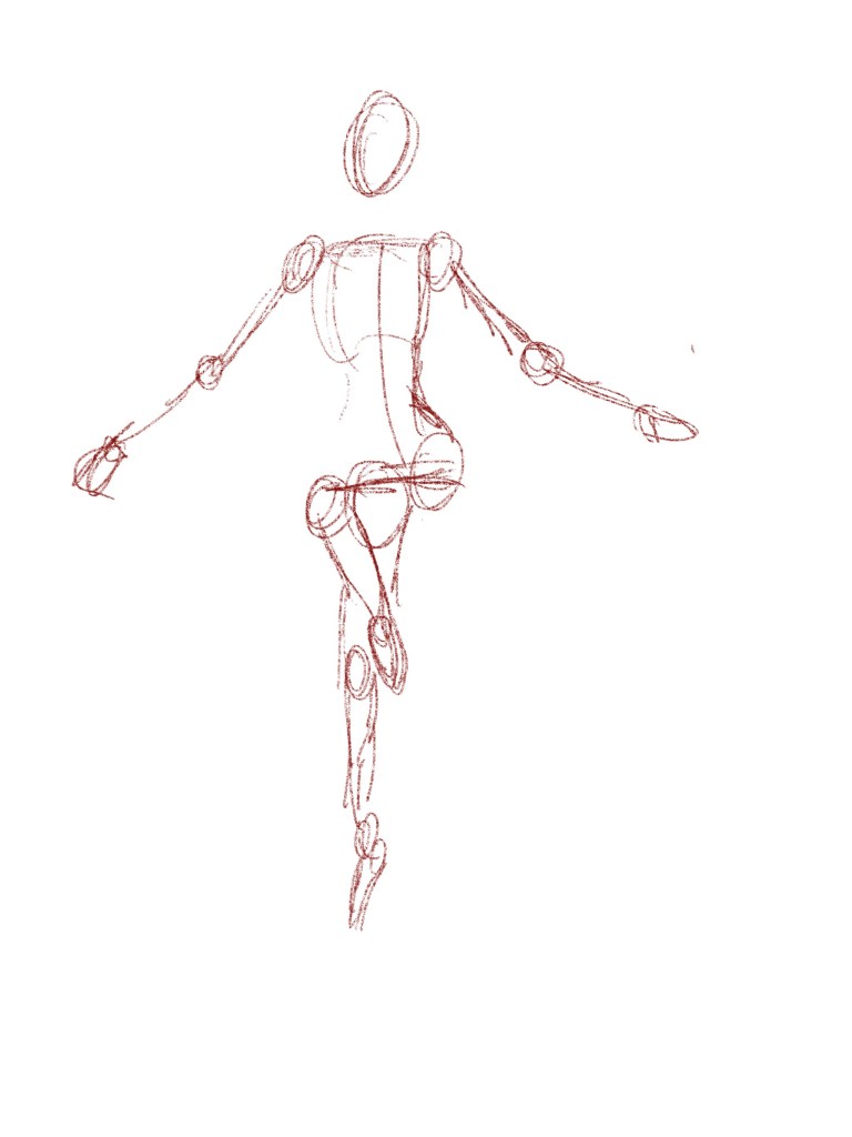 Rough figure drawing sketch