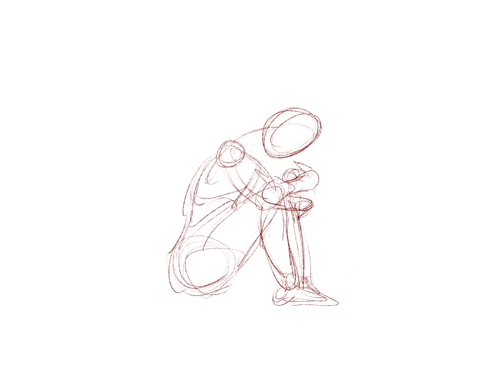 Rough figure drawing sketch