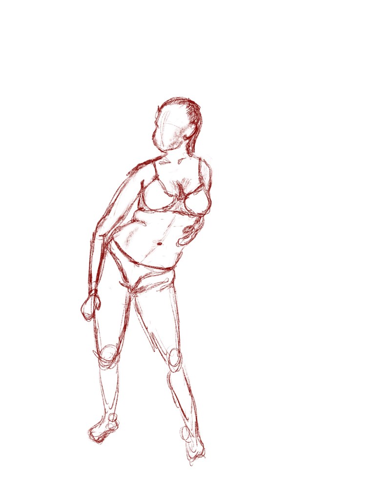 Rough figure drawing sketch of a woman
