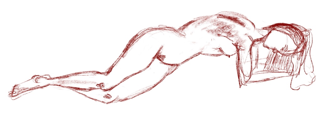 Rough figure drawing sketch of a woman