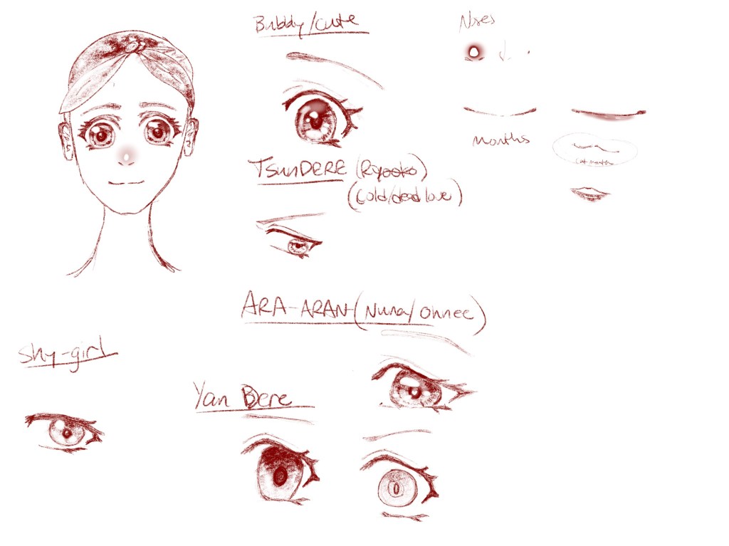 Rough sketch of female anime face