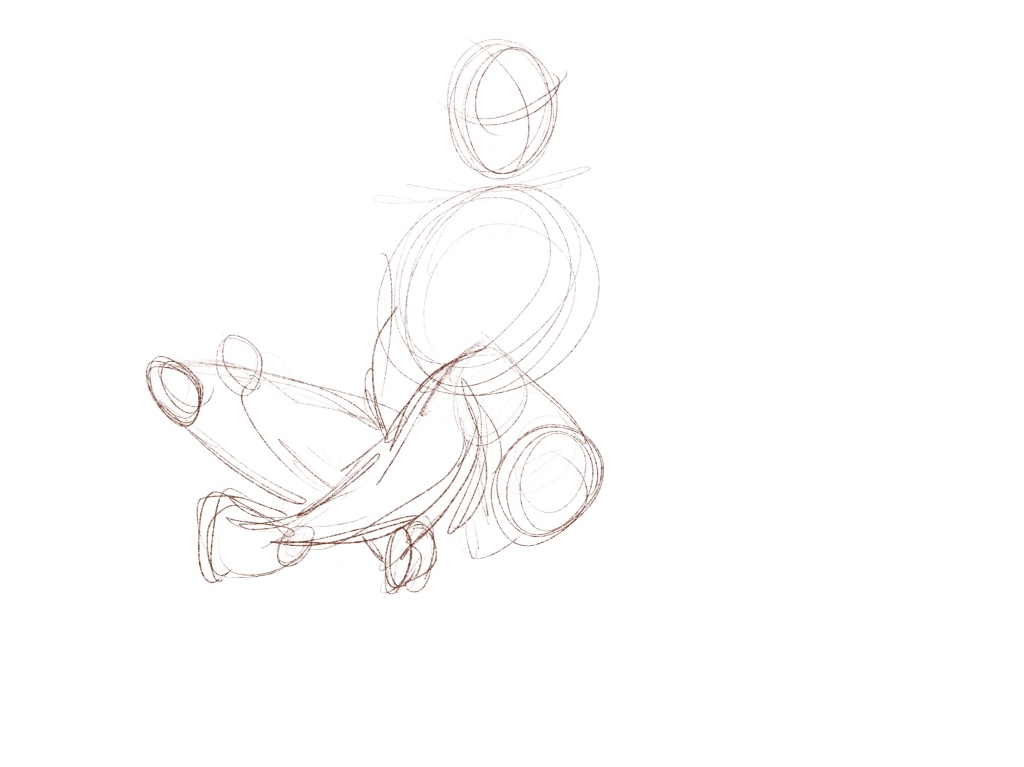 Rough figure drawing sketch of a person sitting down