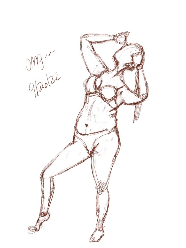 Rough figure drawing sketch of a woman 
