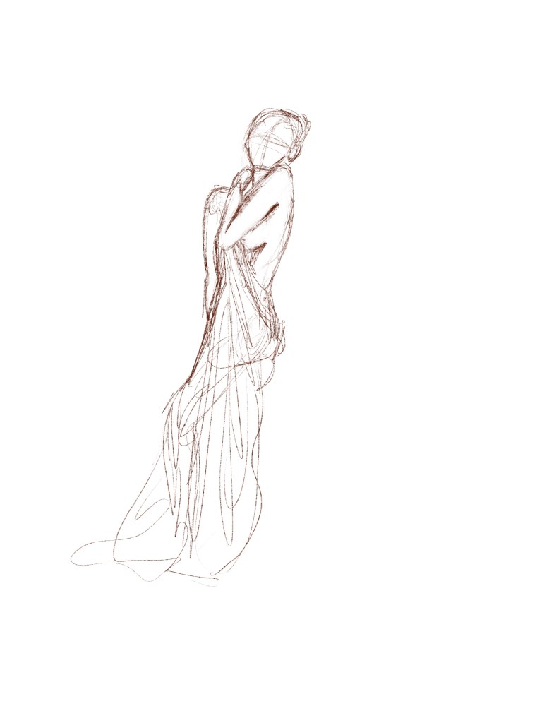 Rough figure drawing sketch of a woman 