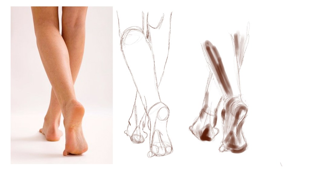Rough figure drawing sketch of feet
