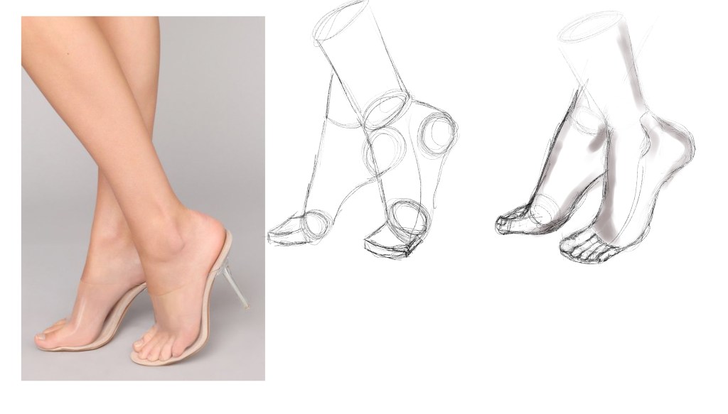 Rough figure drawing sketch of feet