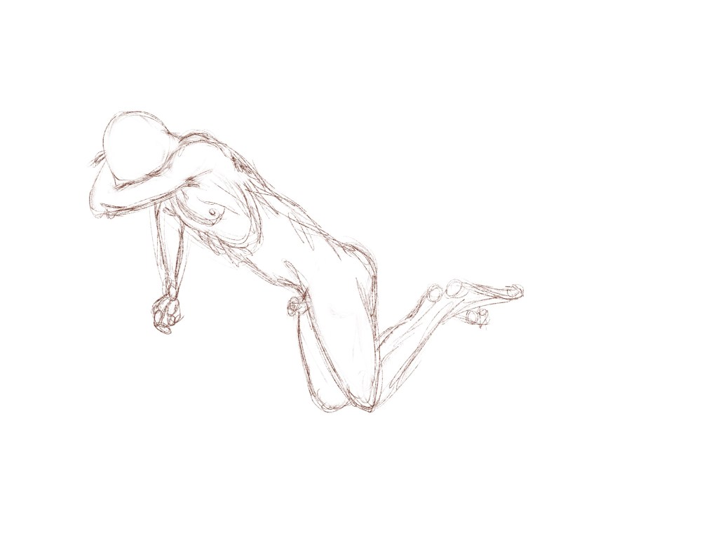 Rough figure drawing sketch of a man