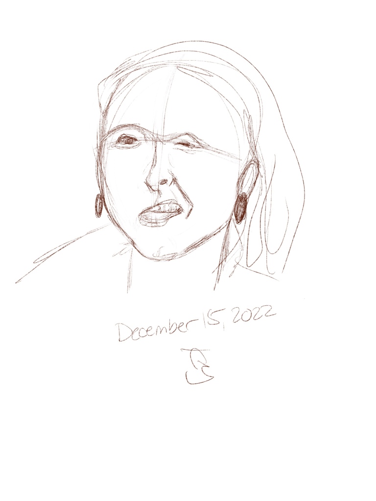 Rough portrait sketch of a woman