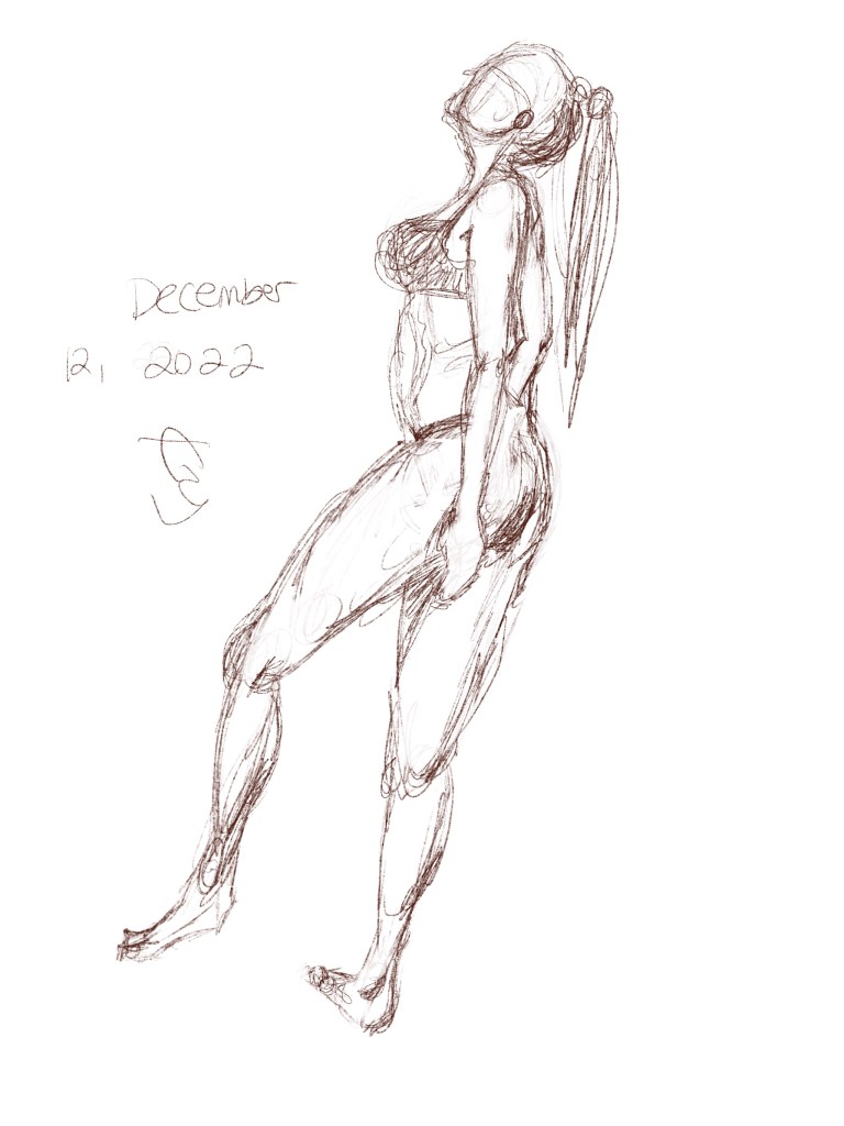 Rough figure drawing sketch of a woman