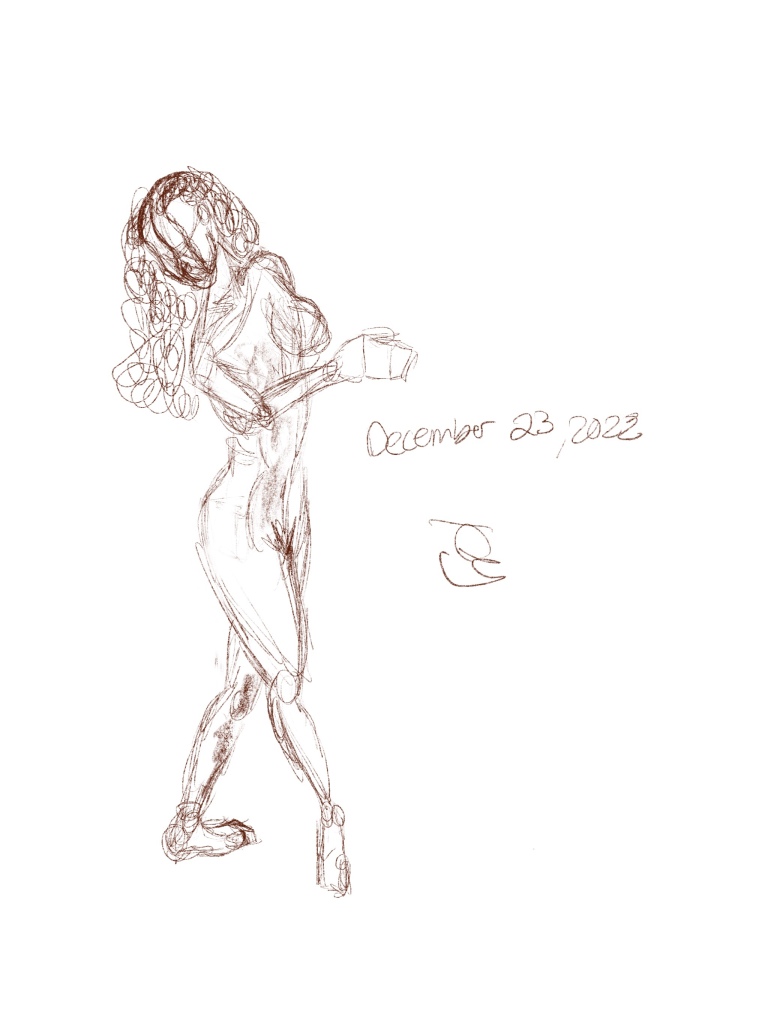 Rough figure drawing sketch of a woman 